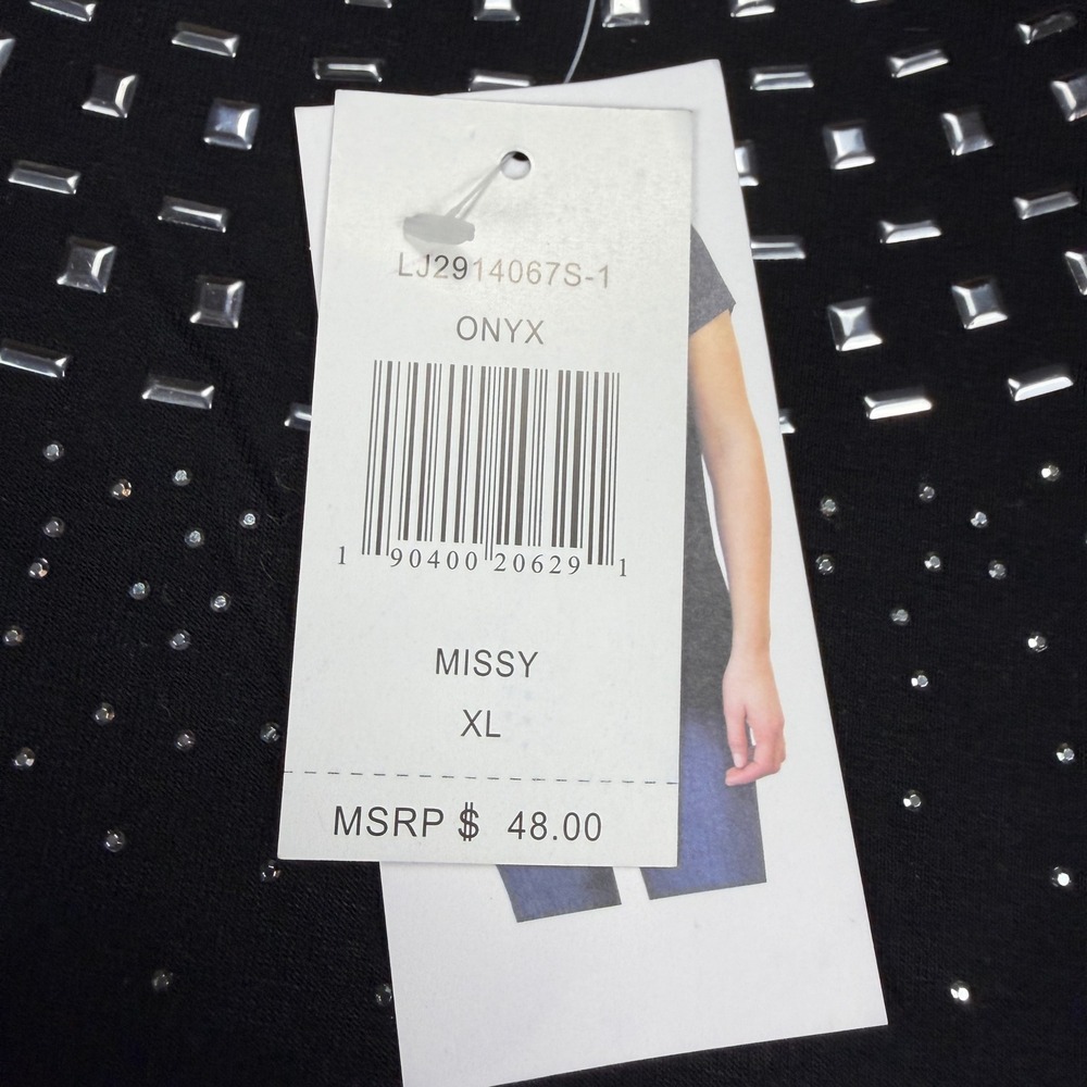 Design History Onyx Black Embellished Studded Neckline Top Missy XL MSRP $48 - Picture 2 of 12